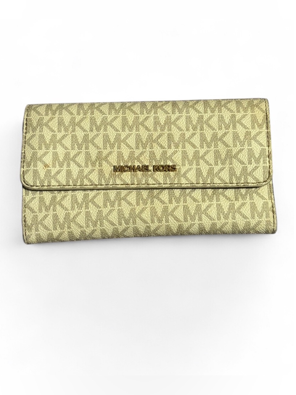 Michael Kors Cream MK Signature Monogram Continental Wallet